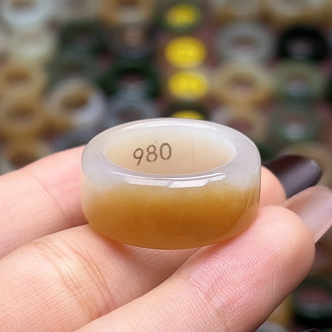 和田玉未镶嵌戒指17.9日照金山