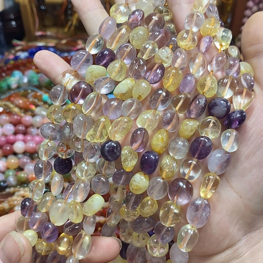 玛瑙/玉髓未镶嵌珠宝半成品紫黄晶一条卡12m