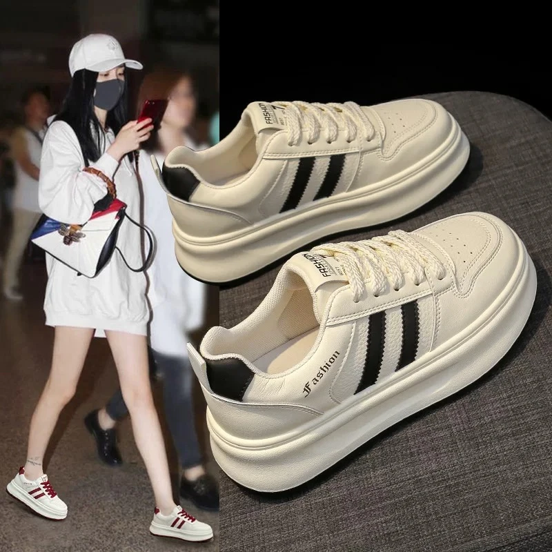 奶酪 2025秋季厚底休闲板鞋女百搭鞋子单鞋韩版春季小白鞋093