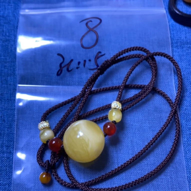 天然蜜蜡白花琥皮23.3圆锁骨链