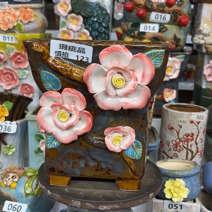 紫砂花盆粗陶材质多肉花盆123