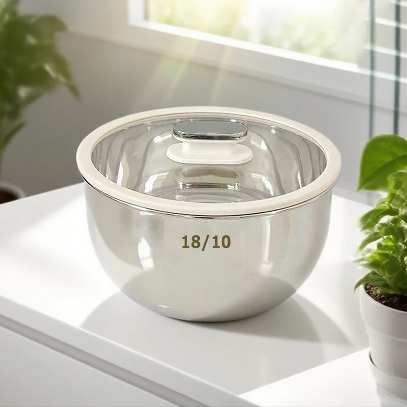 不锈钢带盖料理盆和面盆高深度热和面盆刻度盘