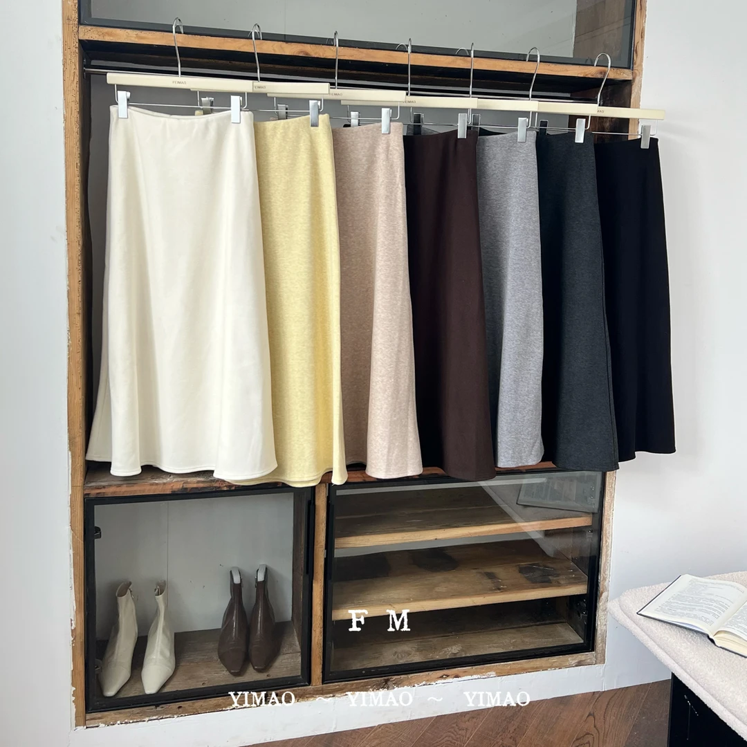 【赵小小&绒绒云感】A-98082 加绒法式糯米大摆秋冬鱼尾a字半身裙女