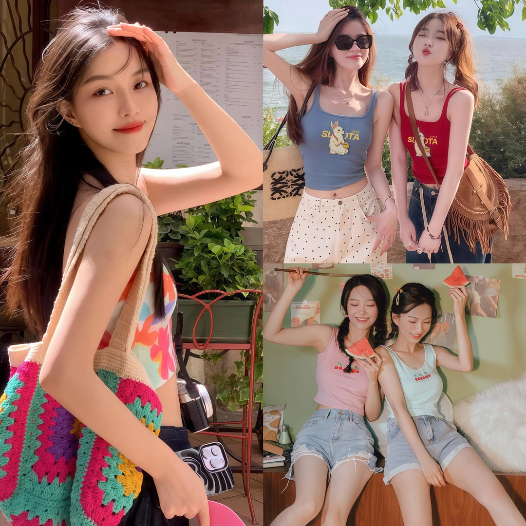 春夏甜美辣妹吊带背心
