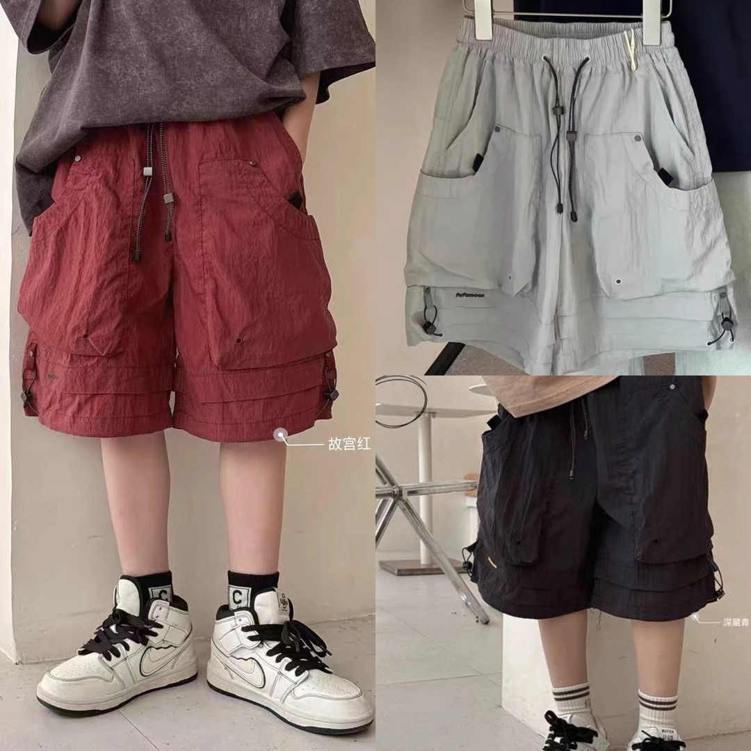 儿童短裤工装速干裤夏季男童薄款中裤女童童装韩版宽松潮流休闲裤