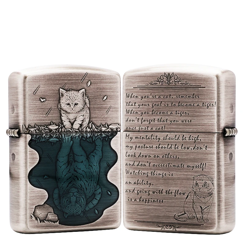 ZIPPO/之宝熏银【心有猛虎】正品煤油盔甲打火机KF-FD