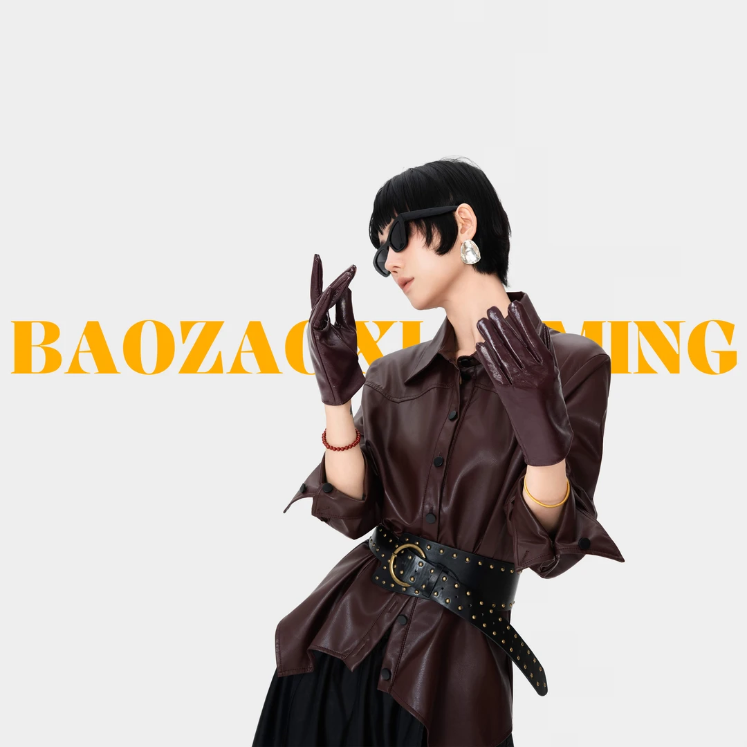 暴躁小明   <刻度>酷飒风POLO领皮衣女秋冬高级感单排扣上衣/D312