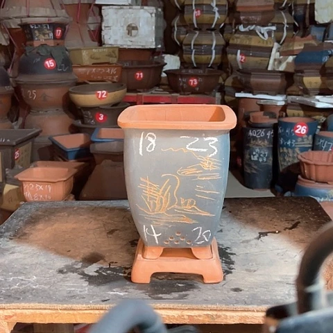 紫砂花盆高四方盆一个