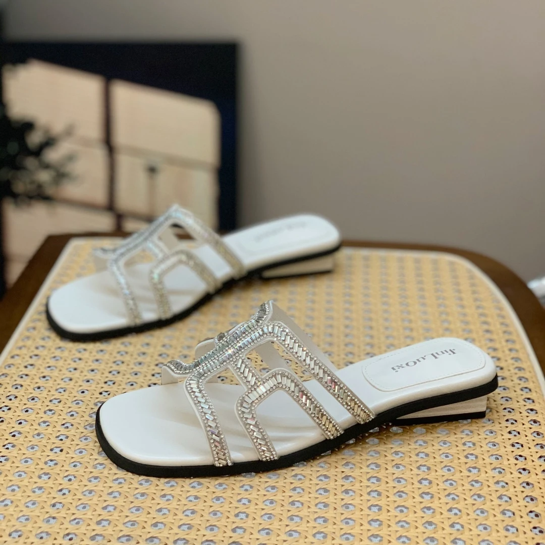 仙女风水钻凉拖鞋女2025夏季新款百搭时尚平底一脚蹬休闲外穿女鞋