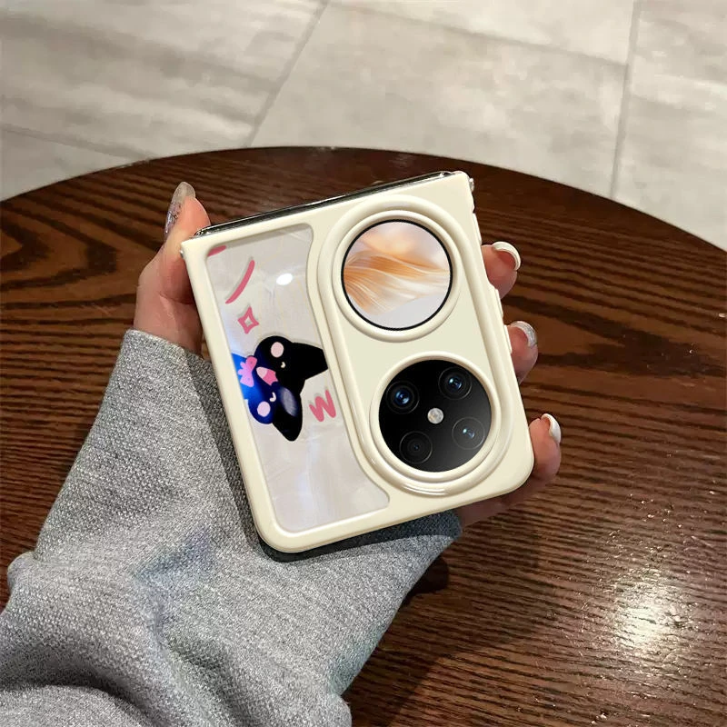 壹适用华为pocket2手机壳防摔可爱HUAWEIp50pocket手机壳惊讶小黑