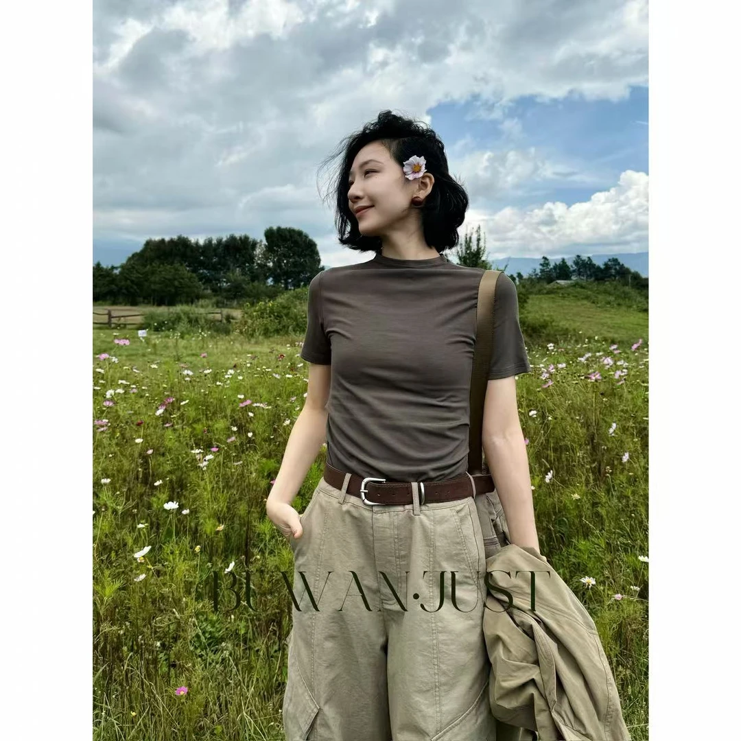 BUWANJUST 【秋季福力】高品莫代尔棉小高领抽褶打底衫 B2005