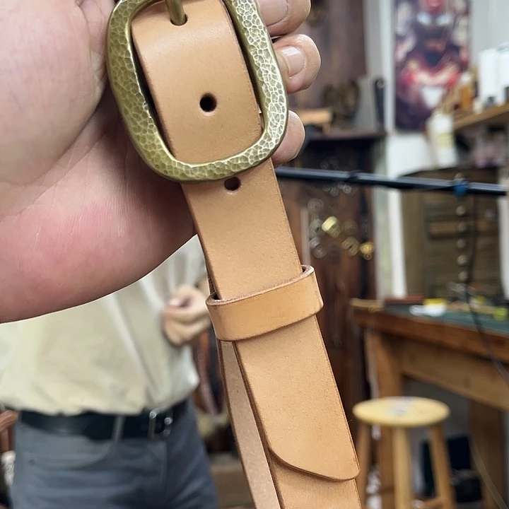 原色美鞍 牛皮腰带 铜扣