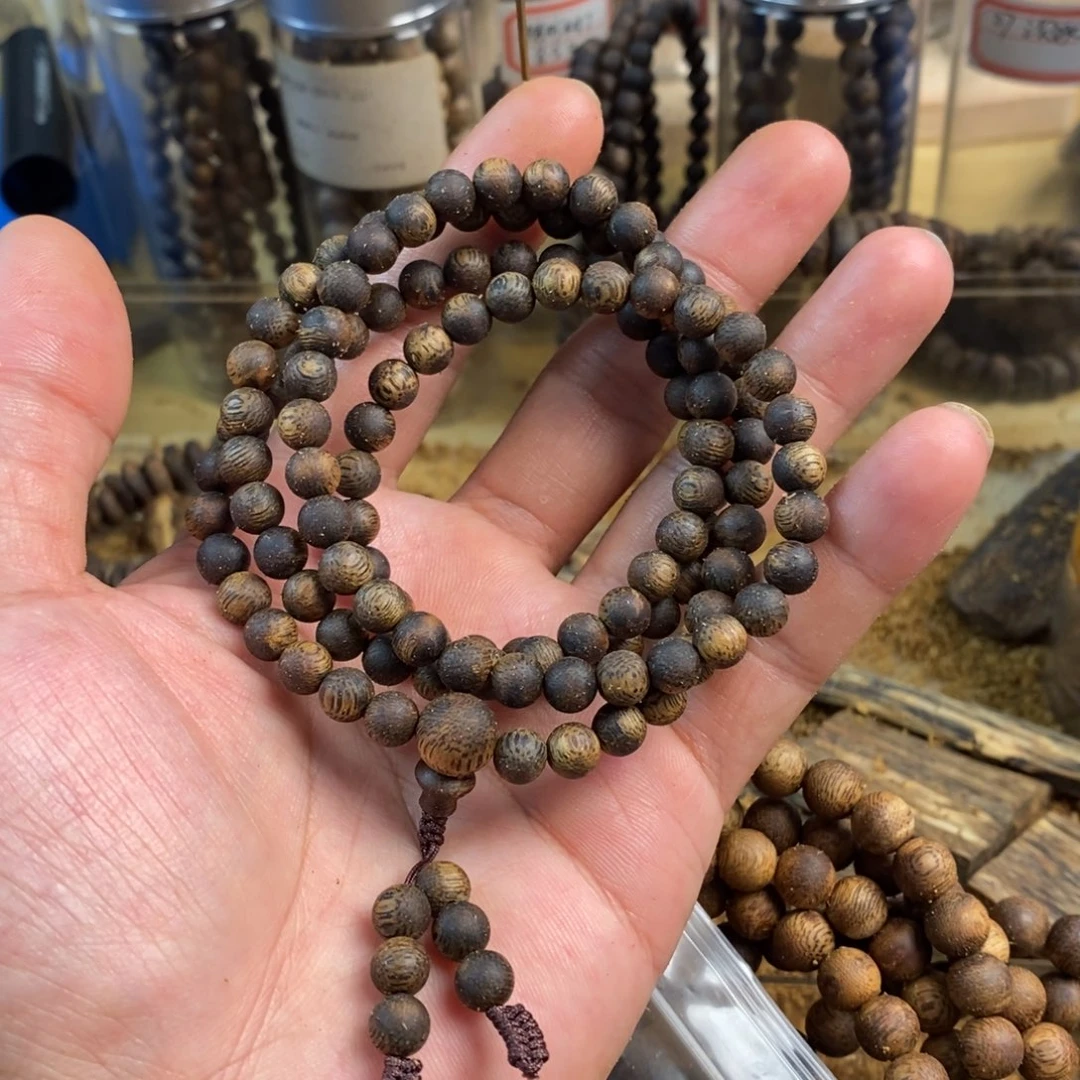 手串沉香沉水浮06圆珠多圈海南奇楠沉香手串