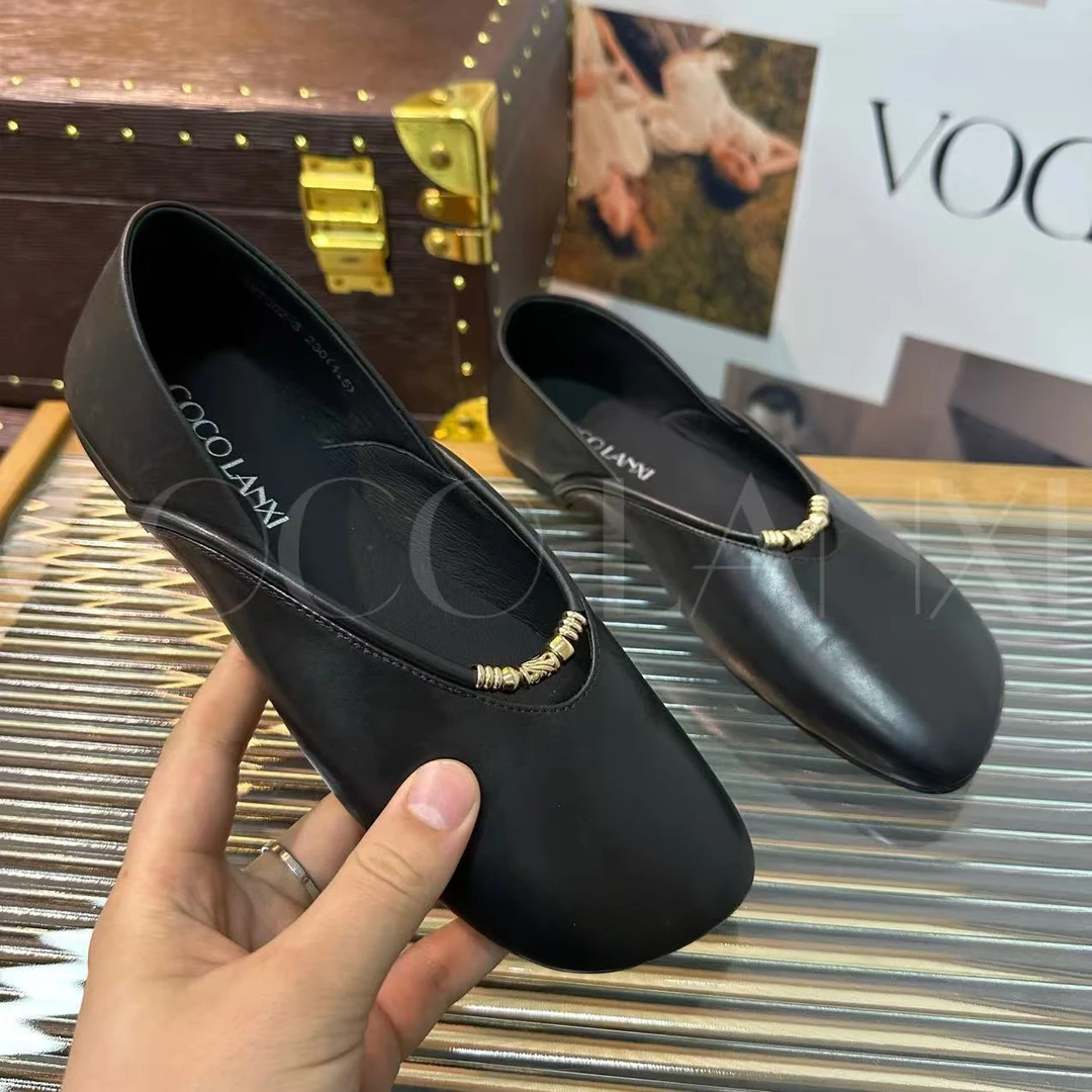 【若家】优雅气质真皮复古英伦风女士小单鞋韩系温柔软底25DX201LX