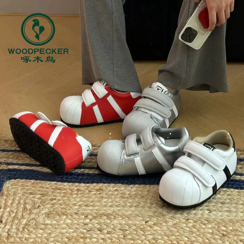 啄木鸟现货Q版贝壳头【增高6cm】休闲百搭大头鞋面包鞋可爱风板鞋