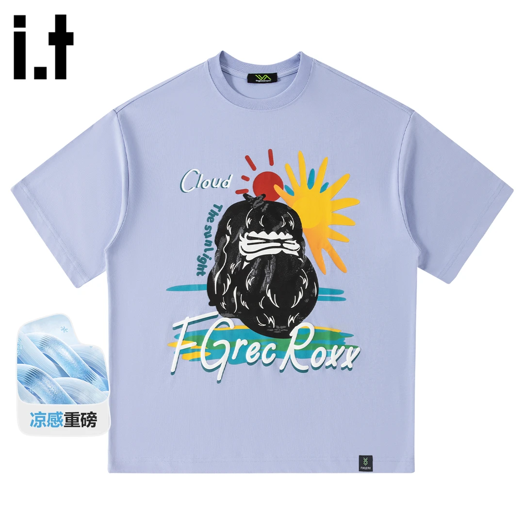 it FINGERCROXX重磅凉感短袖男夏季新款多巴胺印花t恤情侣装半袖