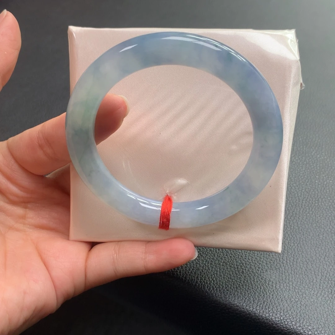 翡翠未镶嵌手镯54号53圆条莫奈花园