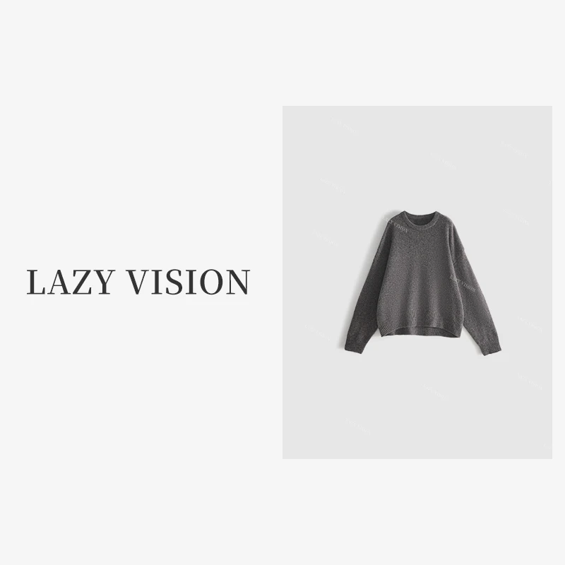 LAZYVISION+羊绒拉绒慵懒风圆领毛衣ZMD-24436