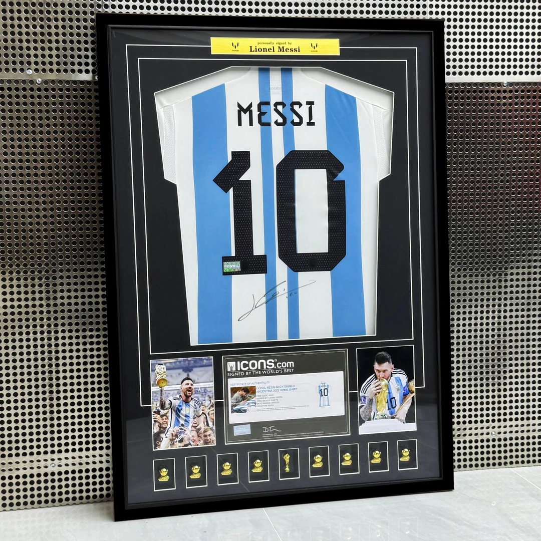梅西签名正版号阿根廷卡塔尔世界杯亲签（含ICONS证书）