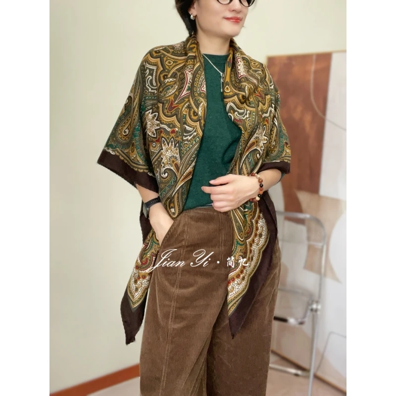 【东方星轨】百搭气质精纺澳洲羊毛130大方巾双面保暖披肩围巾