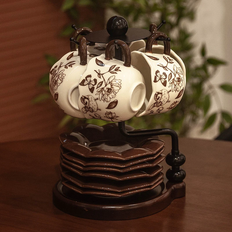 复古咖啡杯碟套装简约高级感精致陶瓷喝水杯子创意下午茶花茶茶杯