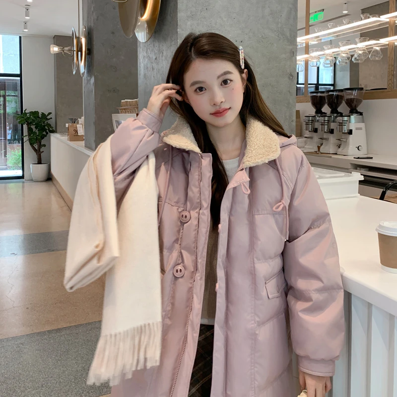 胖mm200斤加肥加大码羽绒服女显瘦长款羊羔毛领9930