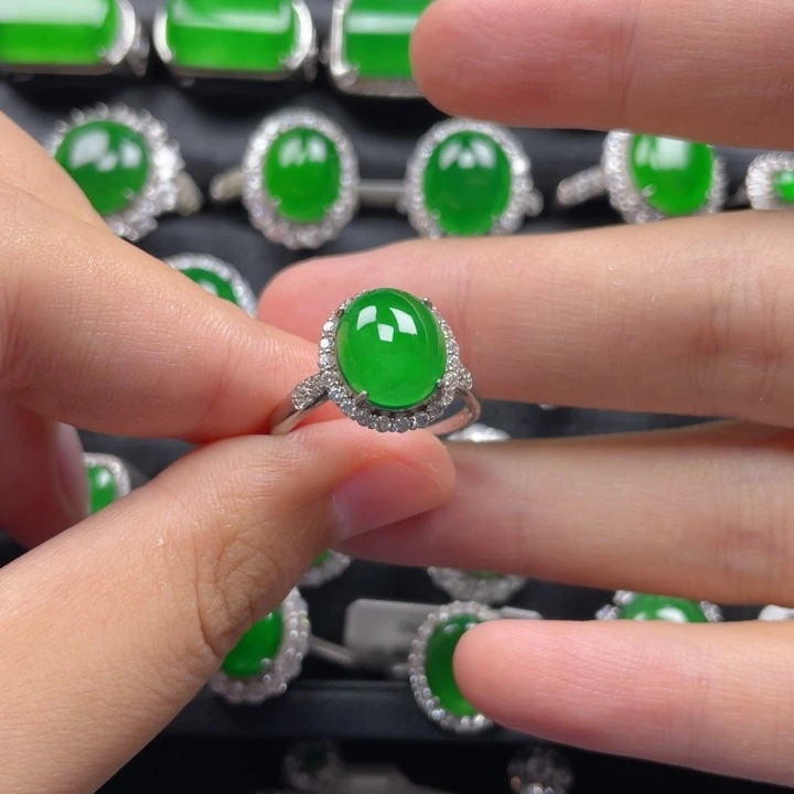 翡翠戒指银S925镶嵌