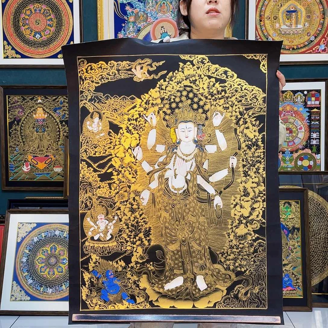 卷轴画手绘唐卡 摩利支天