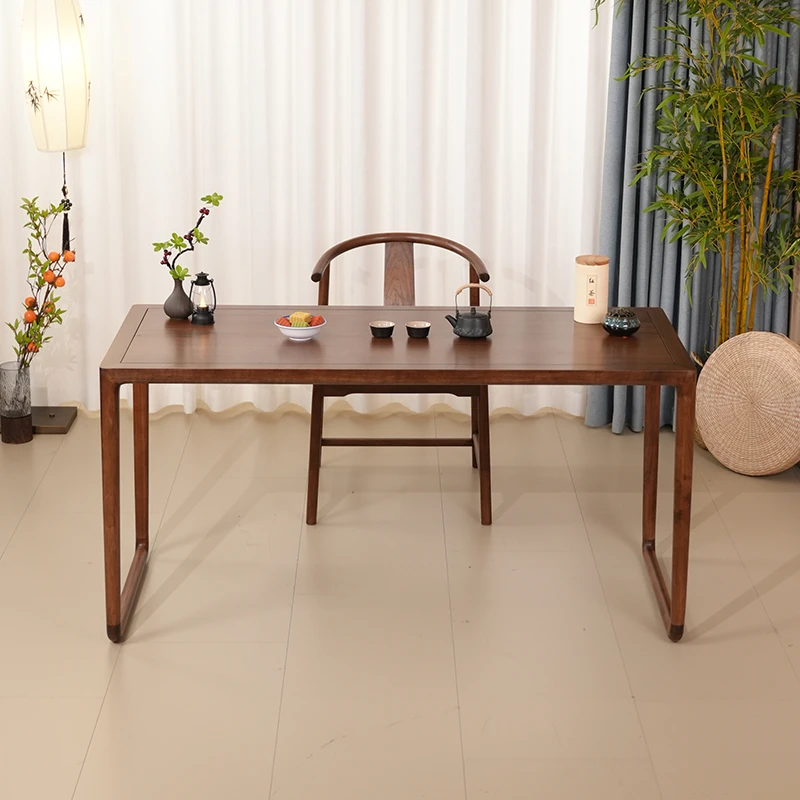 北美黑胡桃实木朗月茶桌阳台小茶桌小书桌办公桌家用简约新中式