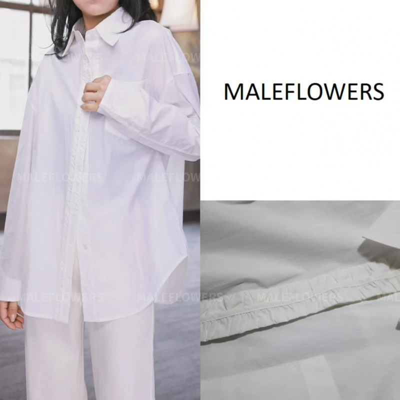 东倪原创水洗全棉白色衬衫上衣通勤穿搭休闲长袖衬衣 85A166