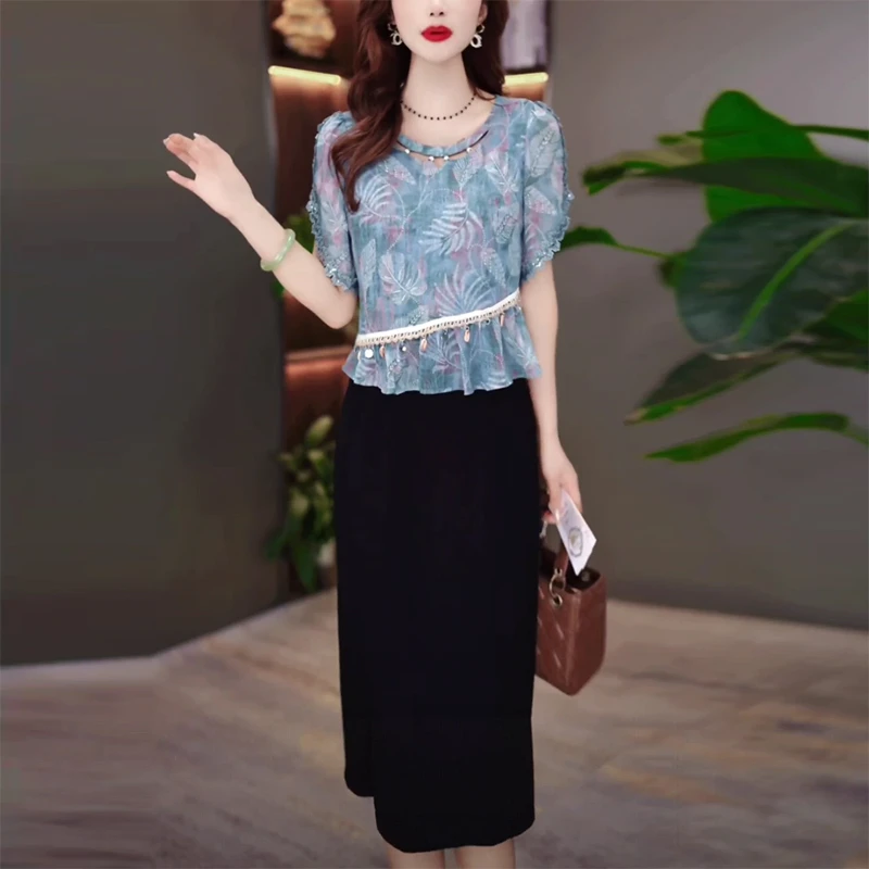 优雅气质减龄显瘦修身洋气大气减龄时尚妈妈装中长款轻熟风连衣裙