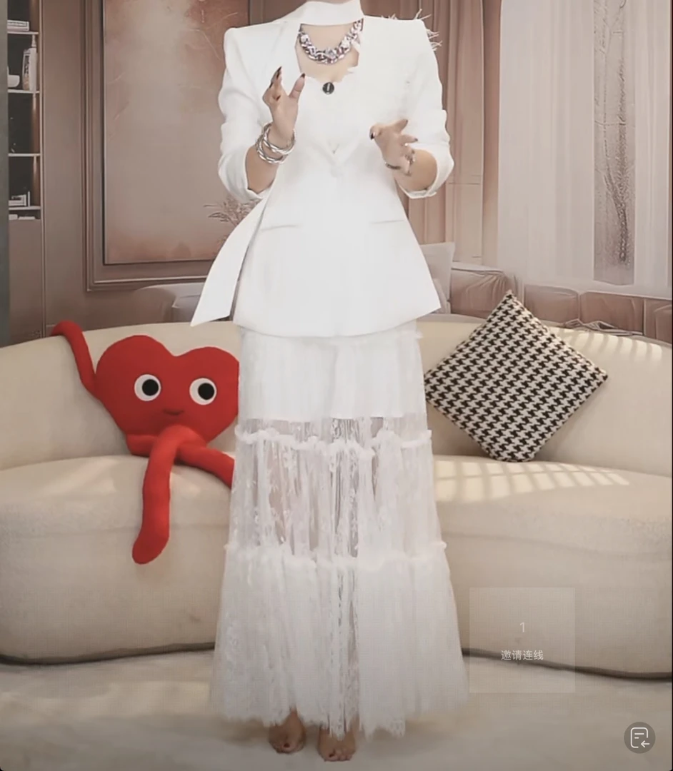 7155白色网纱裙女士