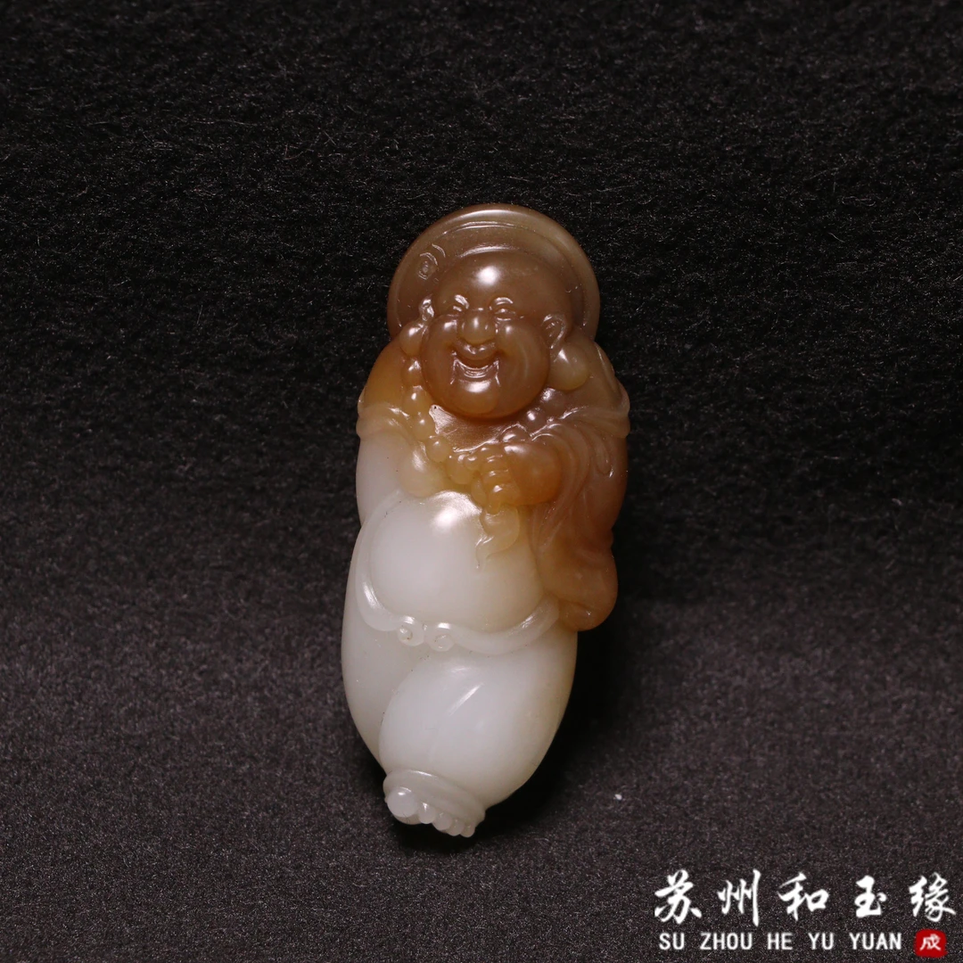 新疆和田玉且末金山糖白佛公18.9克男女士吊坠