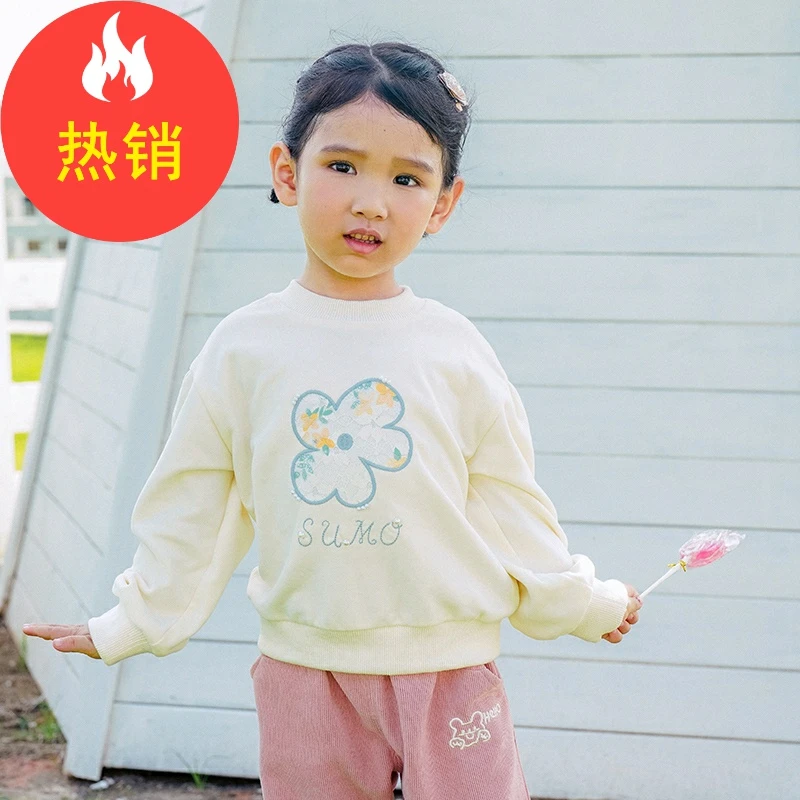 品牌女童秋装印花套头卫衣儿童甜美宝宝公主风上衣XGE35023