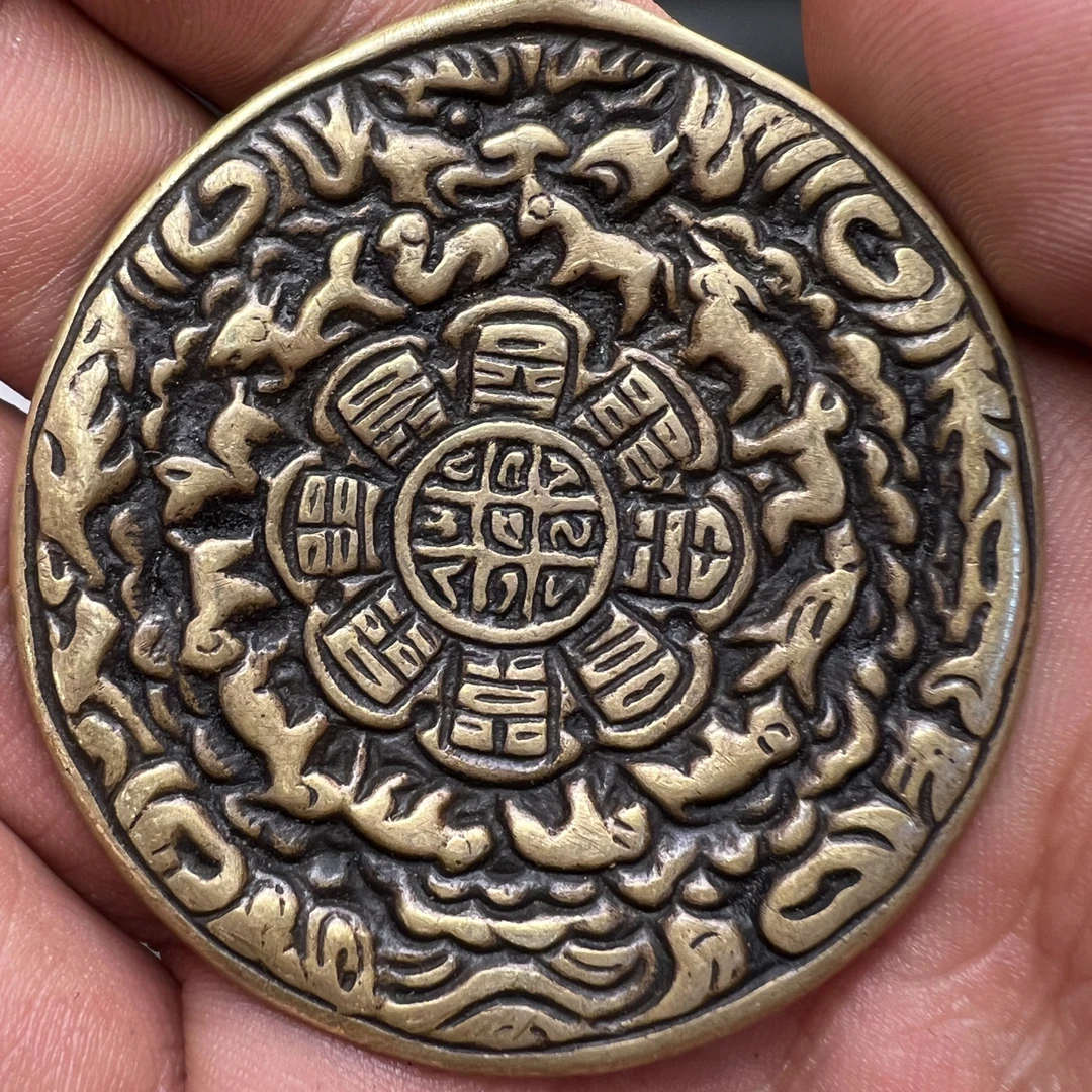黄铜吊坠 星座/生肖黄色项坠饰品挂坠通用金色纯手工
