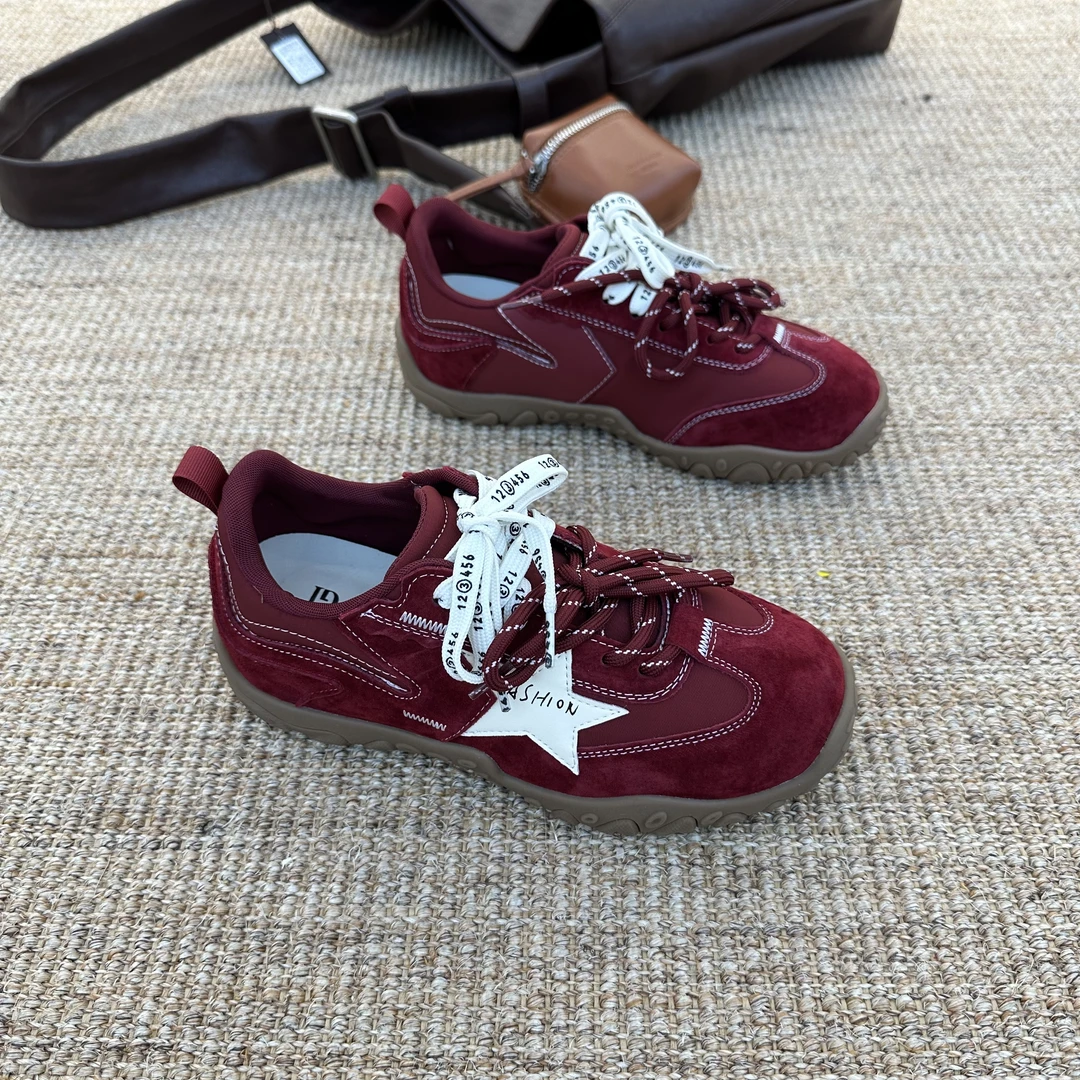 真皮欧货秋季2025秋季新品复古拼色潮款双鞋带休闲运动透气德训鞋