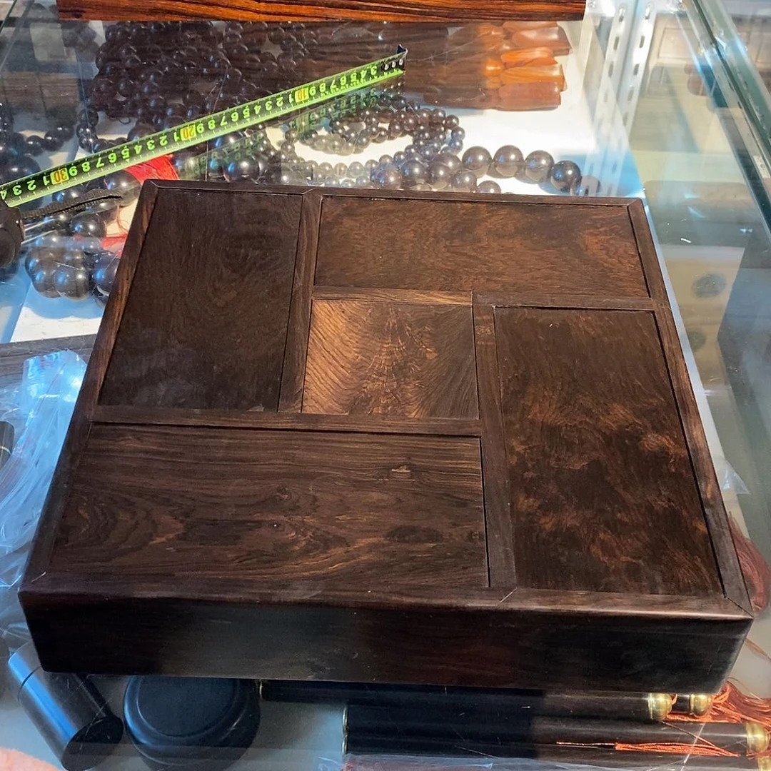 东非黑黄檀（紫光檀）独板万字盒30/30/6