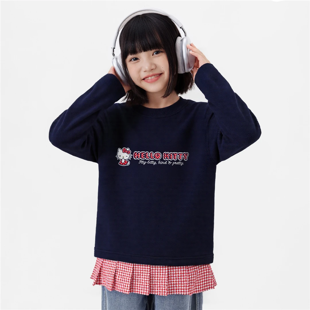 HELLO KITTY印花百搭2025春秋季新款儿童拼接卫衣韩版时尚洋气潮