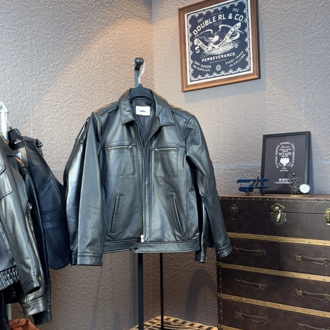 2***8牛皮皮特同款夹克黑XL