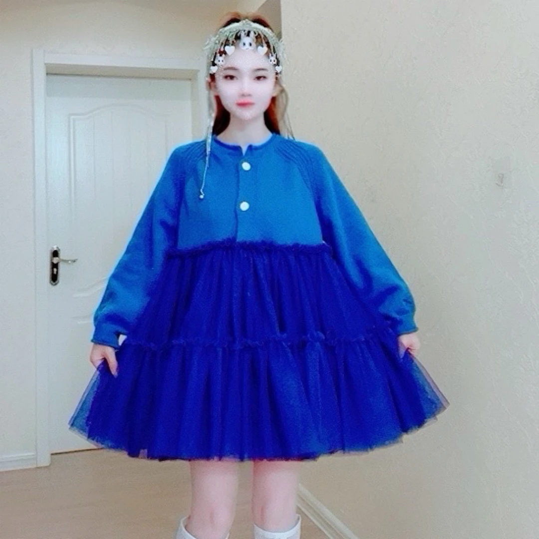 【面条仙仙】3511#高品质纱纱拼接针织开衫外套连衣裙