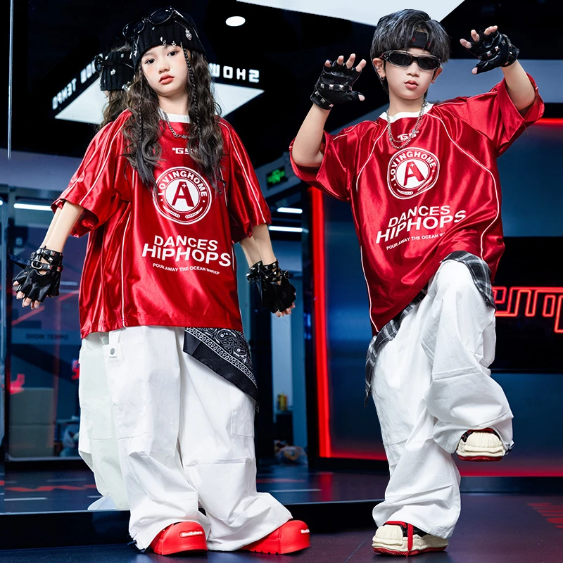 少儿hiphop男童架子鼓表演服夏季女童舞蹈练功服儿童街舞演出服装