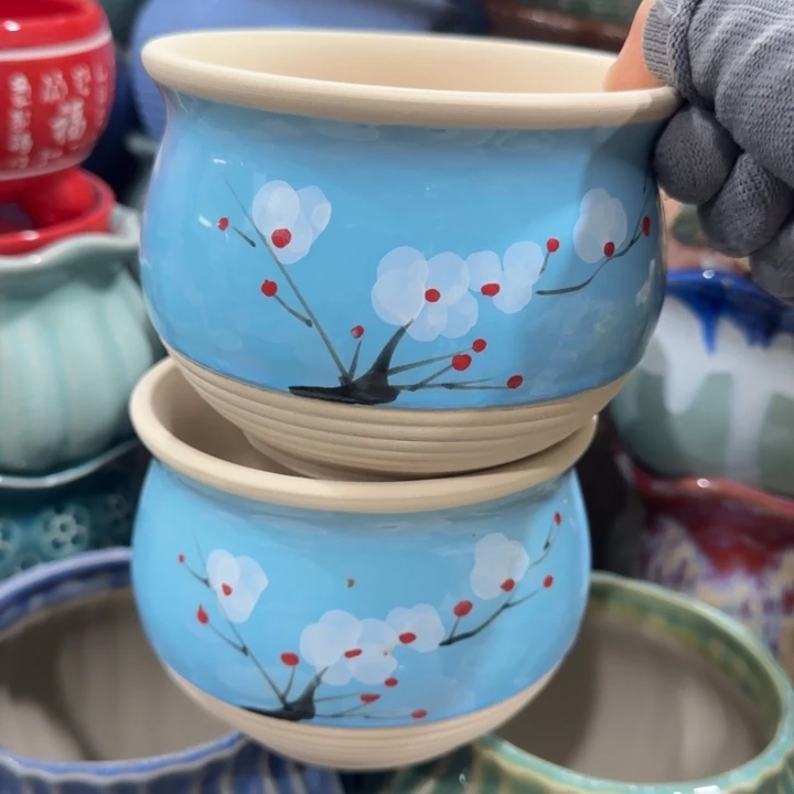 凑9块包邮，有孔，陶瓷花盆