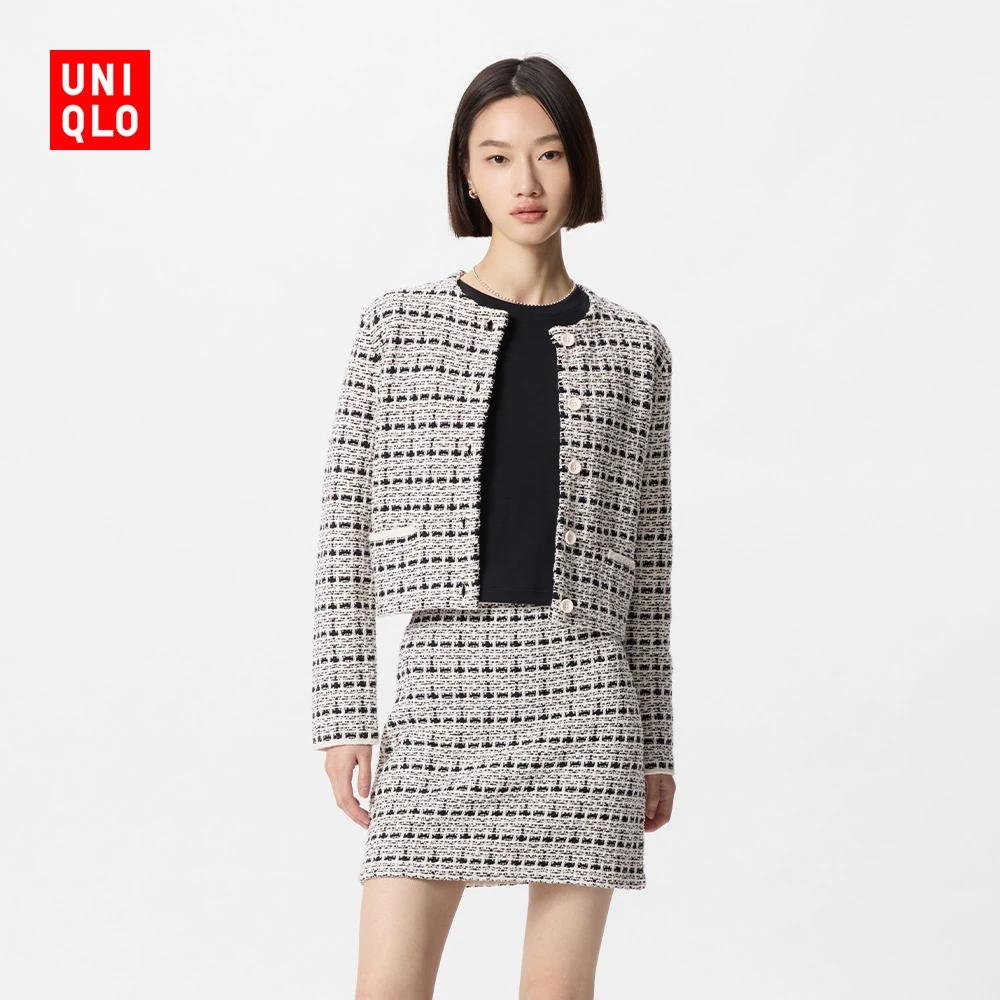 优衣库女装针织短茄克/千金风休闲夹克474981