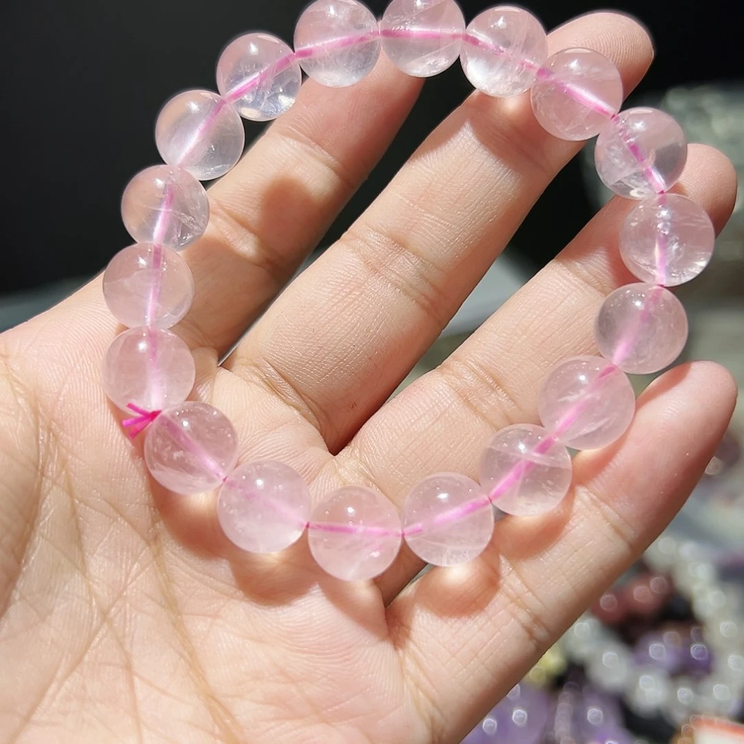 水晶手链未镶嵌粉水晶12毫米28号