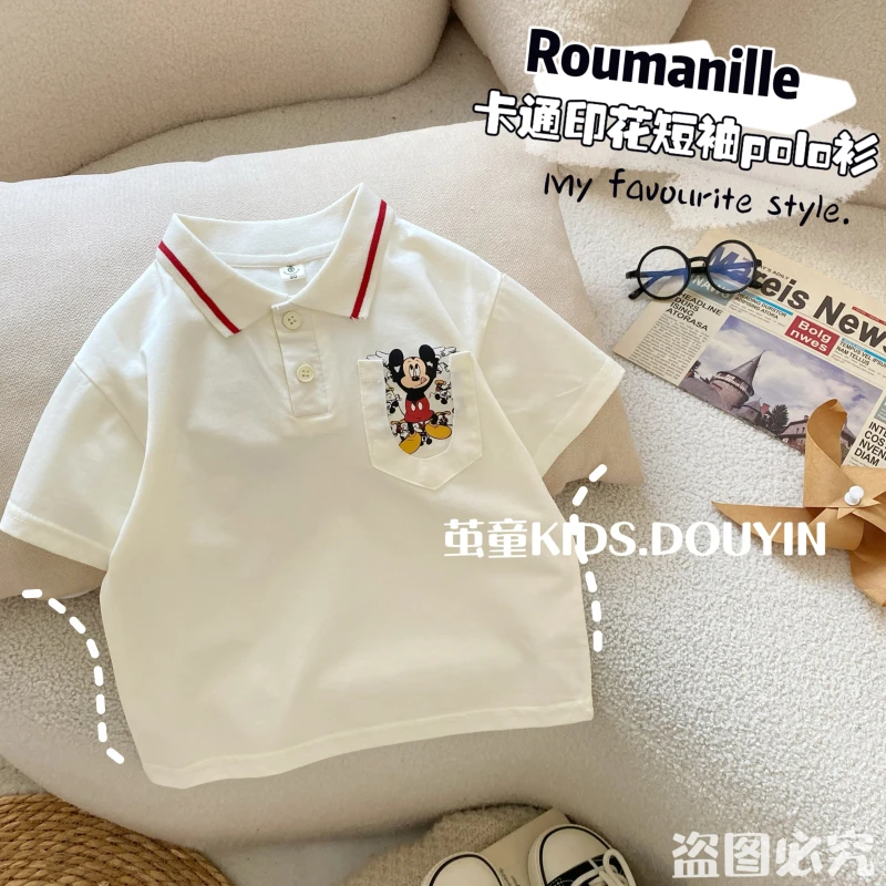 【麦麦妈】X023夏季小童卡通印花polo衫新品男女宝宝休闲百搭上衣