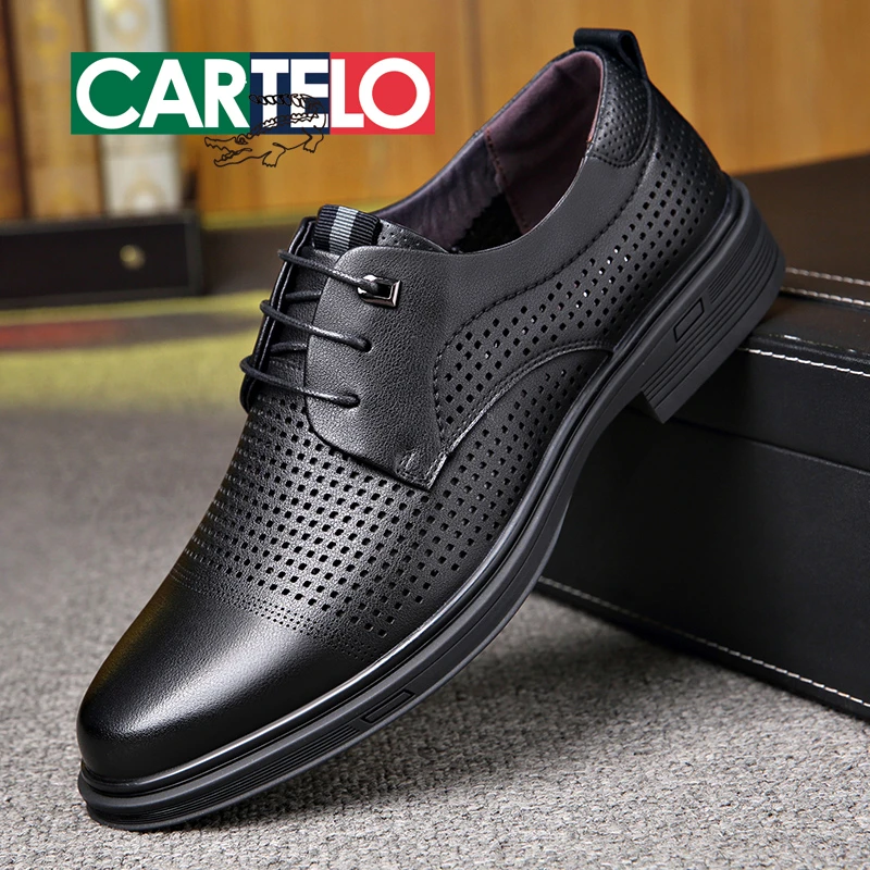 CARTELO/卡帝乐鳄鱼夏季新款镂空商务休闲皮鞋男士男鞋休闲男皮鞋