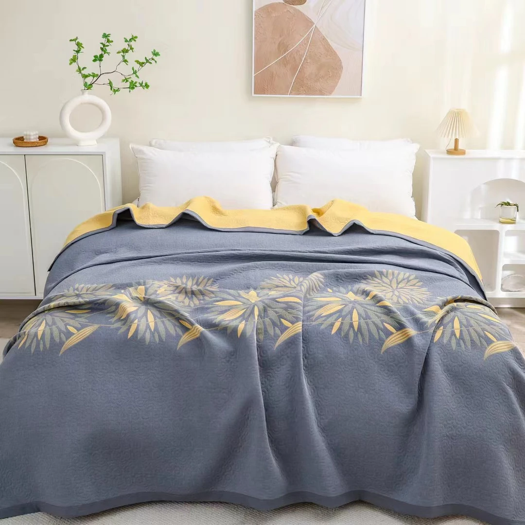 【初阳】  轻奢莱赛尔天丝松弛感床盖双面可用纱布盖毯2.4*2.5