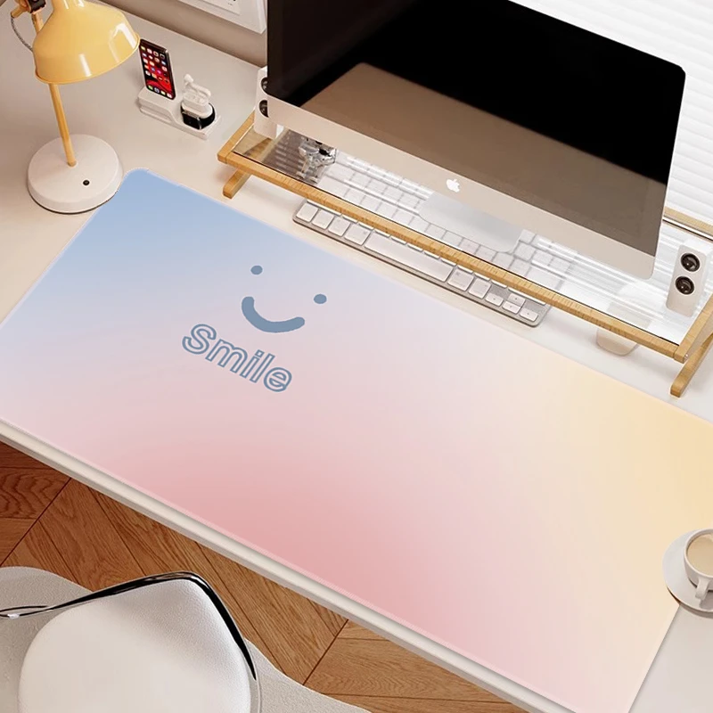 笑脸晕染鼠标垫超大女生高颜值化妆桌保护垫家用电脑键盘垫定制