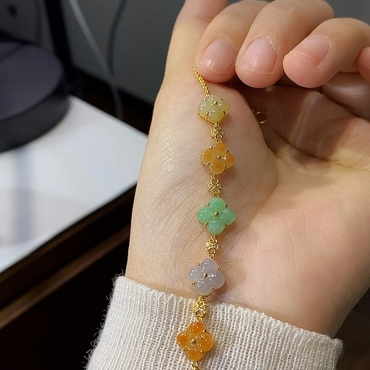 翡翠18K金镶嵌手链