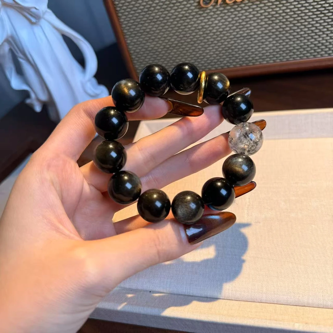 金曜石闪灵水晶手串手链 颜色微差多样性发其一F532